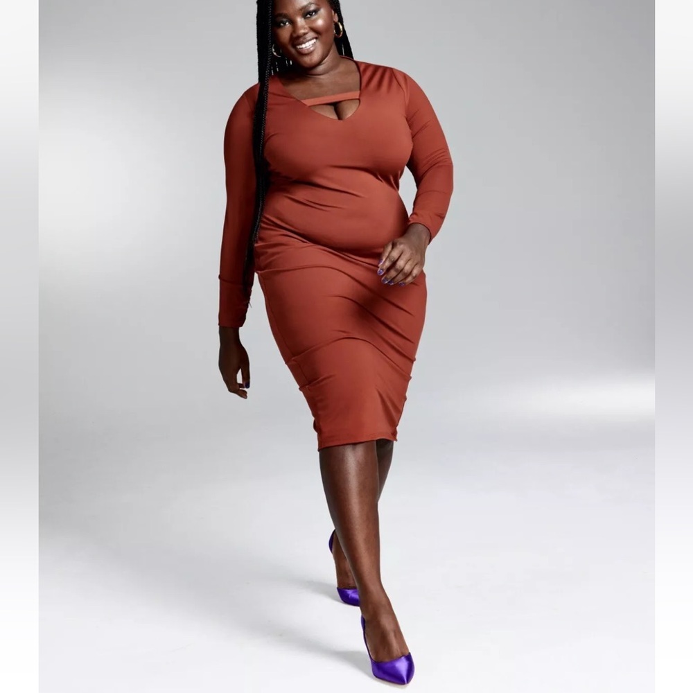 GooGoo for Bar III Bodycon Long-Sleeve Peekaboo Midi Dress